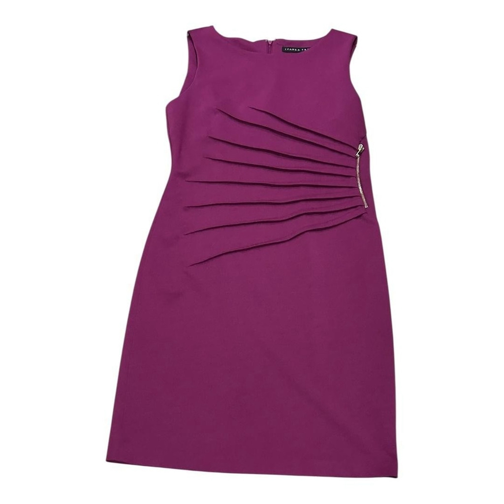 Ivanka Trump Dress Womens 10 Purple Sleeveless Sheath Zip Detail Work Office